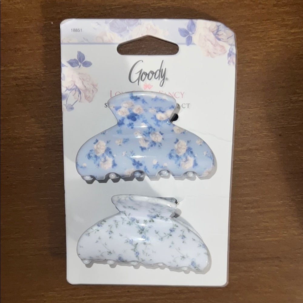 Goody LoveShackFancy Blue Floral Small Clips